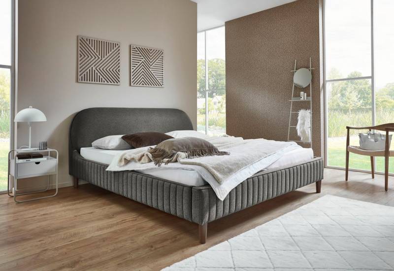 ATLANTIC home collection Polsterbett Madita, 180x200cm, mit organischer Kopfteilform, luxuriös gepolstertes Kopfteil, Bezugstoff mit einem feinen Relief von ATLANTIC home collection