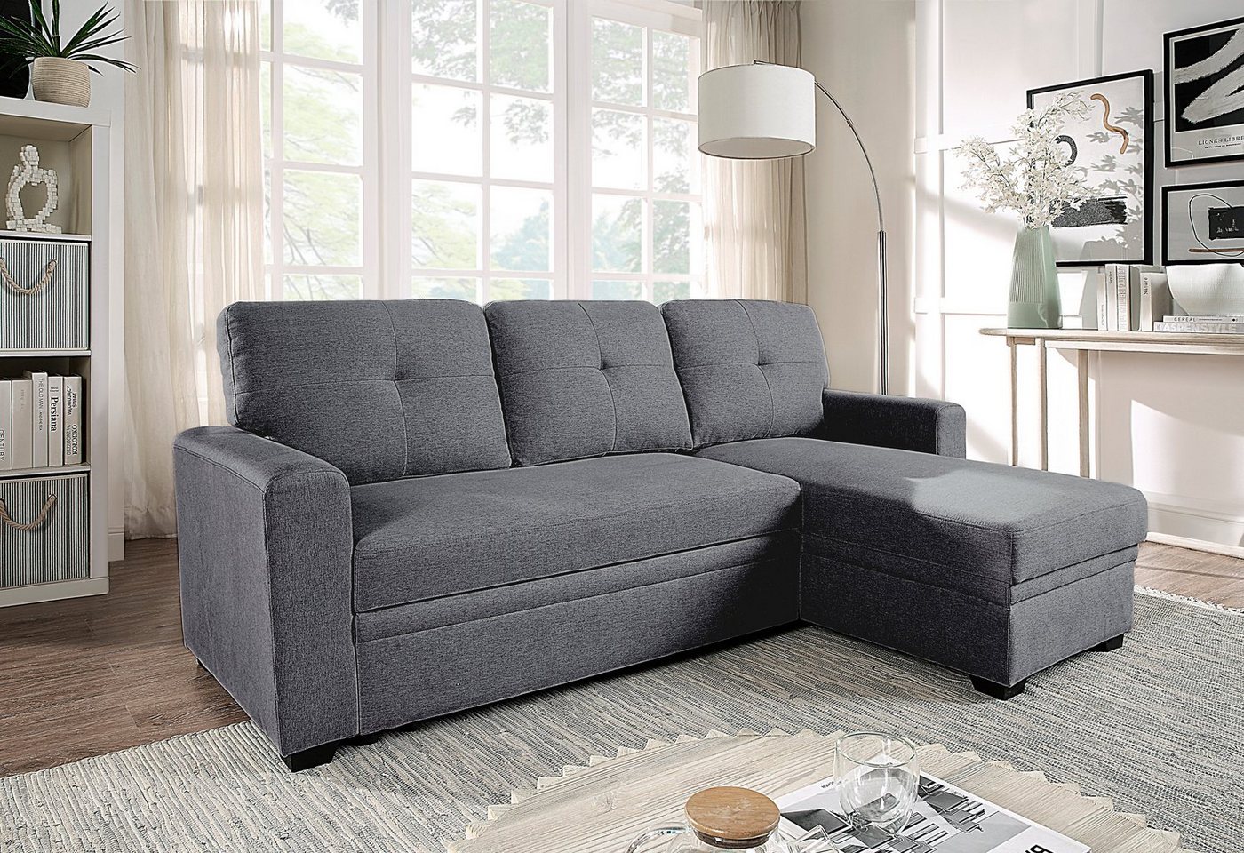 ATLANTIC home collection Ecksofa Gerrit L-Form, Schlafsofa, mit Bettkasten, Recamiere rechts oder links montierbar von ATLANTIC home collection