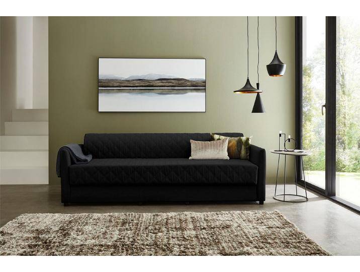 ATLANTIC home collection Schlafsofa Ken, mit Bettfunktion, inklusive Topper mit abnehmbarem Bezug, schwarz von ATLANTIC-home-collection