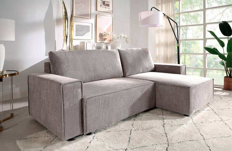 ATLANTIC home collection Schlafsofa Norman, mit Cordbezug, Bettkasten und Recamiere rechts oder links montierbar von ATLANTIC home collection