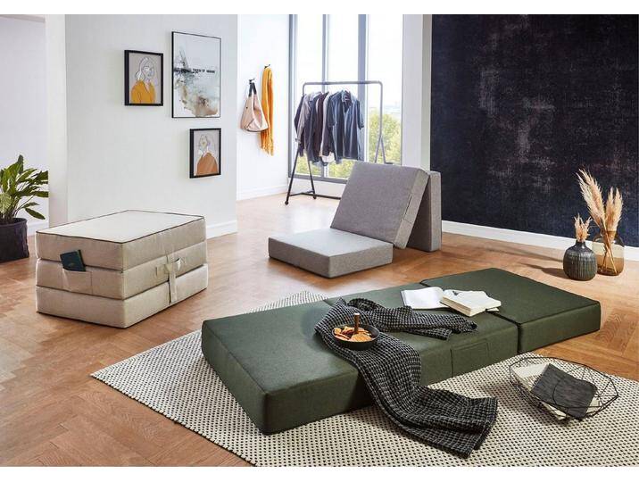 ATLANTIC home collection Sessel Larry, Sessel als Faltmatratze mit Gästebettfunktion, grau, grau von ATLANTIC-home-collection