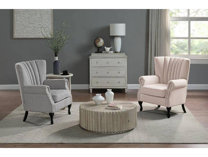 ATLANTIC home collection Sessel TONI, modern mit Nieten und hoher Rückenlehne, grau, hellgrau von ATLANTIC-home-collection