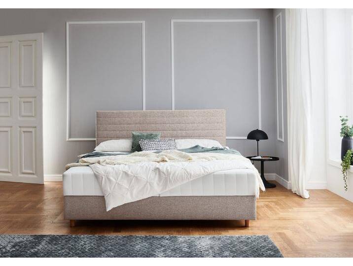 ATLANTIC home collection Stauraumbett Josie, mit Taschen-Federkernmatratze und Bettkasten, beige, taupe von ATLANTIC-home-collection