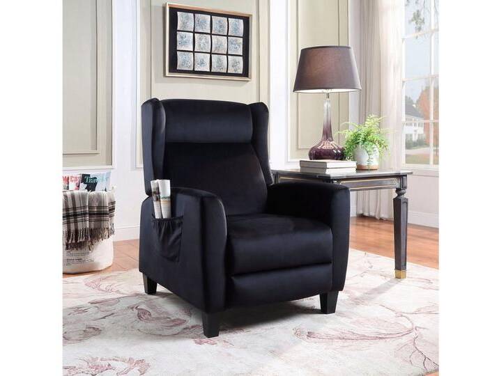 ATLANTIC home collection TV-Sessel Timo, klassischer Ohrensessel mit Relaxfunktion und praktischer Seitentasche, schwarz von ATLANTIC-home-collection