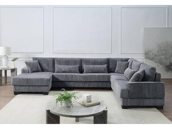 ATLANTIC home collection Wohnlandschaft, weicher XXL-Cordbezug, inklusive 6 Zierkissen, grau von ATLANTIC-home-collection