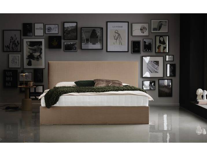 Bettgestell Melody , braun (caramel), B:162cm H:107cm L:213cm, Bettgestell und seitliche Einfassung der Matratzen: Cord, ATLANTIC HOME COLLECTION, Betten, mit Bettkasten und Lattenrost von ATLANTIC-home-collection