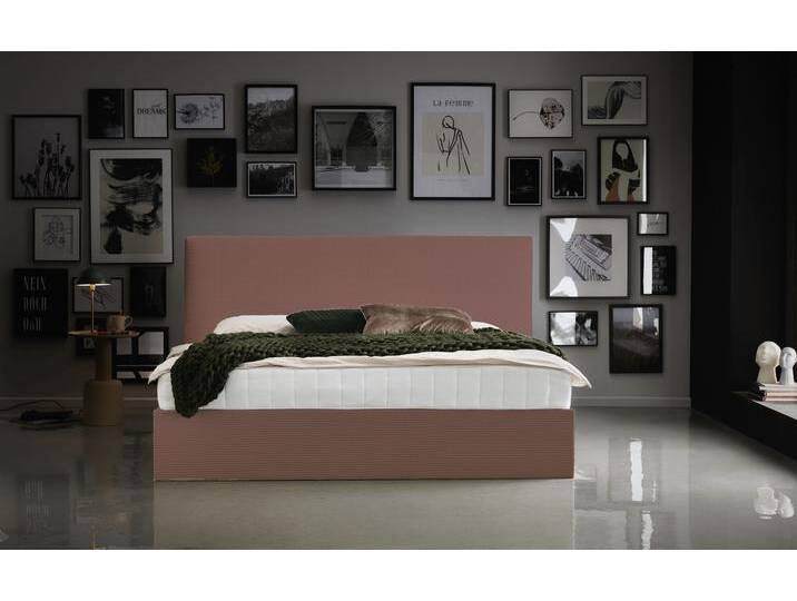 Bettgestell Melody , rosa (rosé), B:202cm H:107cm L:213cm, Bettgestell und seitliche Einfassung der Matratzen: Cord, ATLANTIC HOME COLLECTION, Betten, mit Bettkasten und Lattenrost von ATLANTIC-home-collection