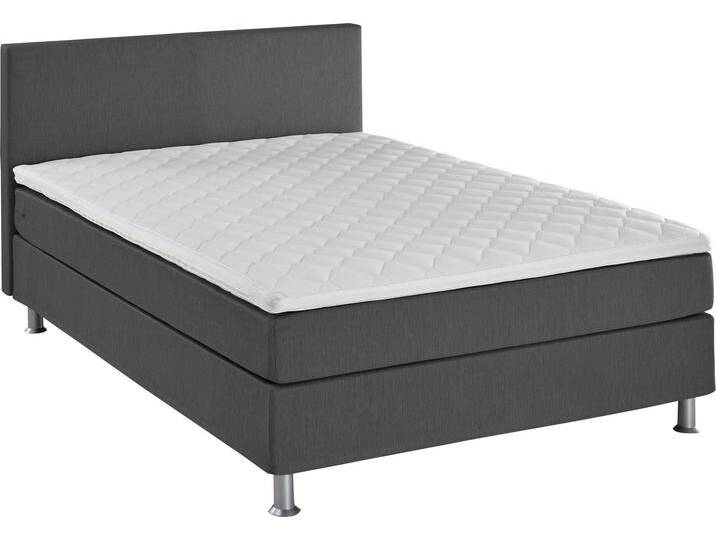Boxbett Edison , grau, B:120cm L:209cm, Bezug Bett: Strukturstoff (65% Polypropylen, 35% Polyester), ATLANTIC HOME COLLECTION, Komplettbetten, Boxspringbett, inkl. Bonnellfederkern-Matratze und Topper von ATLANTIC-home-collection
