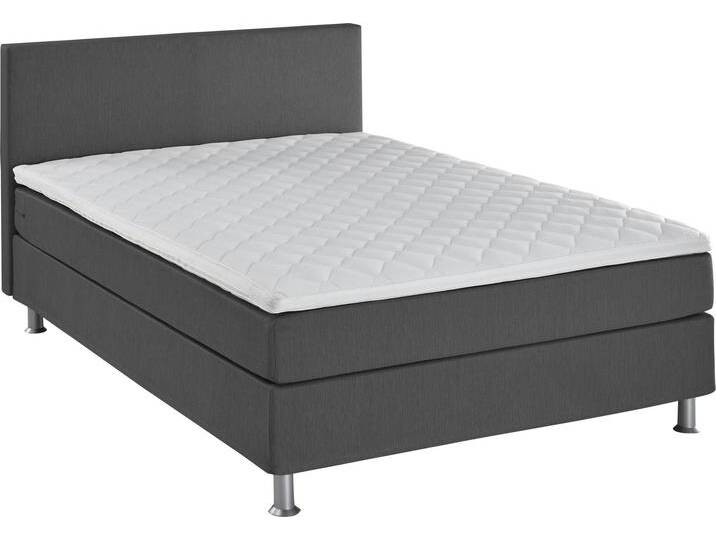 Boxbett Edison , grau, B:140cm L:209cm, Bezug Bett: Strukturstoff (65% Polypropylen, 35% Polyester), ATLANTIC HOME COLLECTION, Komplettbetten, Boxspringbett, inkl. Bonnellfederkern-Matratze und Topper von ATLANTIC-home-collection