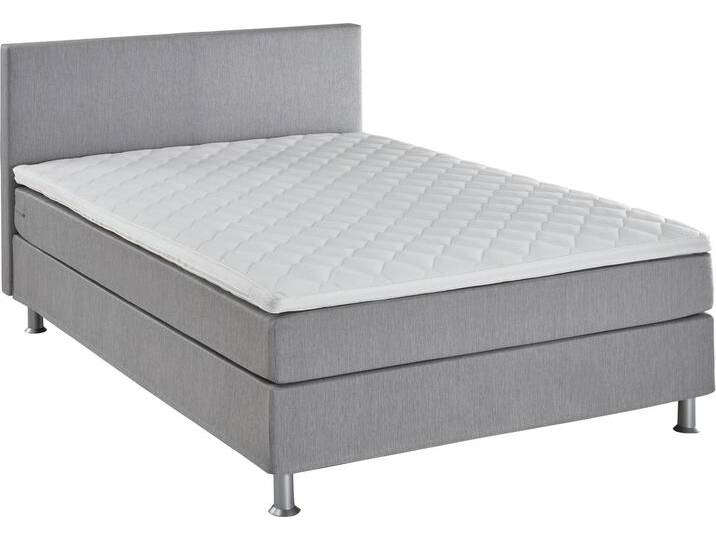 Boxbett Edison , grau (hellgrau), B:140cm L:209cm, Bezug Bett: Strukturstoff (65% Polypropylen, 35% Polyester), ATLANTIC HOME COLLECTION, Komplettbetten, Boxspringbett, inkl. Bonnellfederkern-Matratze und Topper von ATLANTIC-home-collection