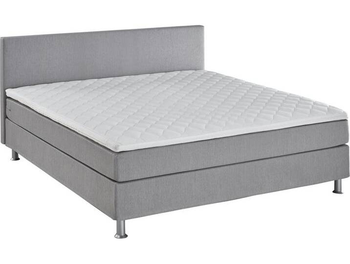Boxbett Edison , grau (hellgrau), B:160cm L:209cm, Bezug Bett: Strukturstoff (65% Polypropylen, 35% Polyester), ATLANTIC HOME COLLECTION, Komplettbetten, Boxspringbett, inkl. Bonnellfederkern-Matratze und Topper von ATLANTIC-home-collection