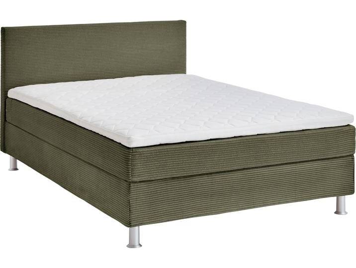 Boxbett Edison , grün (olivgrün), B:140cm L:209cm, Bezug Bett: Cord (65% Polypropylen, 35% Polyester), ATLANTIC HOME COLLECTION, Komplettbetten, Boxspringbett, inkl. Bonnellfederkern-Matratze und Topper von ATLANTIC-home-collection