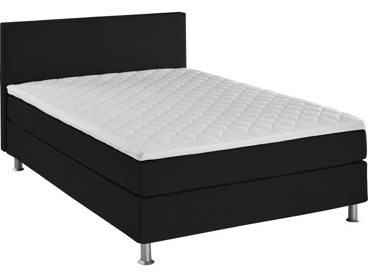 Boxbett Edison , schwarz, B:140cm L:209cm, Bezug Bett: Strukturstoff (65% Polypropylen, 35% Polyester), ATLANTIC HOME COLLECTION, Komplettbetten, Boxspringbett, inkl. Bonnellfederkern-Matratze und Topper von ATLANTIC-home-collection