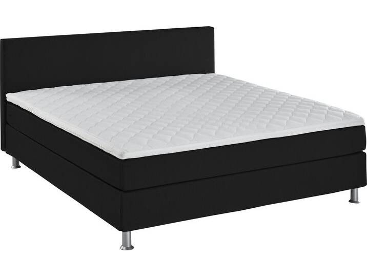 Boxbett Edison , schwarz, B:180cm L:209cm, Bezug Bett: Strukturstoff (65% Polypropylen, 35% Polyester), ATLANTIC HOME COLLECTION, Komplettbetten, Boxspringbett, inkl. Bonnellfederkern-Matratze und Topper von ATLANTIC-home-collection