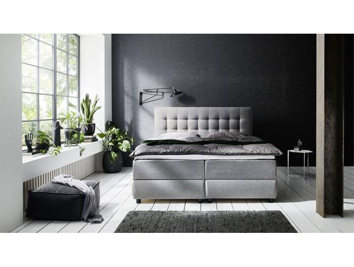 Boxbett LILO , grau, B:147cm L:213cm, ATLANTIC HOME COLLECTION, Komplettbetten, Boxspringbett, inkl. Bettkasten und Topper von ATLANTIC-home-collection