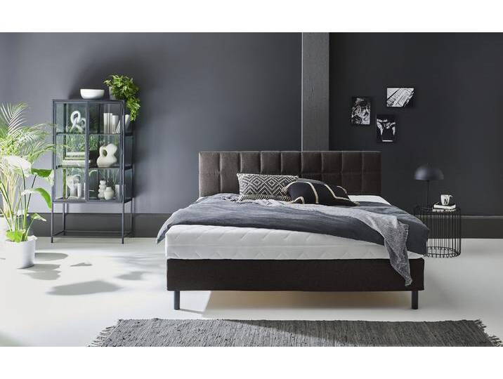 Boxbett Nikola , grau (anthrazit), B:182cm L:210cm, ATLANTIC HOME COLLECTION, Komplettbetten, Boxspringbett, Massivholzfüßen, mit / ohne Matratze, in H2 und H3 erhältlich von ATLANTIC-home-collection