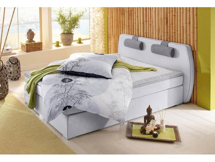 Boxspringbett Rex , grau (hellgrau, dunkelgrau), Liegefläche B/L: 140cm x 200cm, H3, Taschen-Federkernmatratze, Kopfteil, untere Box, Obermatratze und Topper sind mit pflegeleichtem Strukturstoff (65% Polypropelen, 35% Polyester) bezogen., Die Nackenkissen sind mit Strukturstoff (65% Polypropelen, 35% Polyester) bezogen., Die Spiegelfläche der Unterfederung ist mit einem rutschhemmenden Vlies (Jersey) aus 100% Polyester ausgestattet., Die obere (oder auch untere) Spiegelfläche der Obermatratze ist mit einem rutschhemmenden Vlies (Jersey) aus 100% Polyester ausgestattet., Die Spiegelfläche des Toppers ist mit einem antibakteriellen Jersey-Bezug (SmartSilver Technologie) aus 100% Polyester ausgestattet., ATLANTIC HOME COLLECTION, Komplettbetten, Boxspringbett, mit Topper und verstellbaren Nackenkissen von ATLANTIC-home-collection