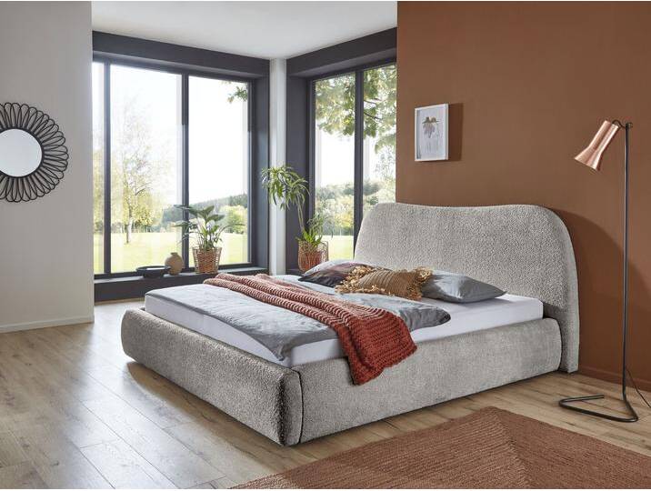 Polsterbett Sophie , grau, B:195cm H:104cm L:223cm, ATLANTIC HOME COLLECTION, Betten, mit oder ohne Stauraum, hochwertiger Bouclé-Bezug von ATLANTIC-home-collection