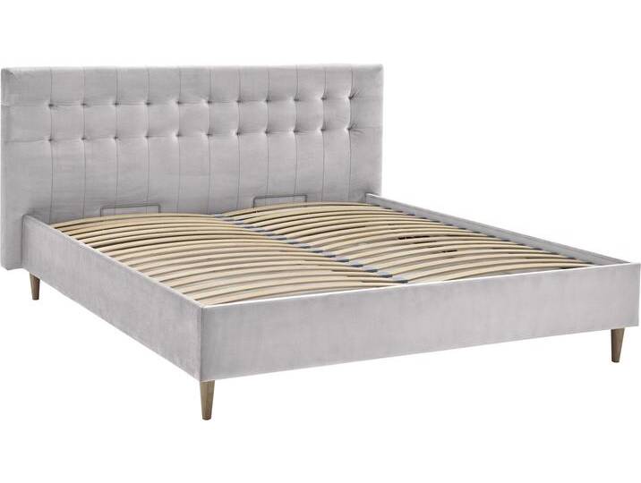 Polsterbett Veronika , grau (hellgrau), B:162cm H:107cm L:214cm, Bettgestell und seitliche Einfassung der Matratzen: Strukturstoff, 100% Polyester, ATLANTIC HOME COLLECTION, Betten, mit Bettkasten und Lattenrost von ATLANTIC-home-collection