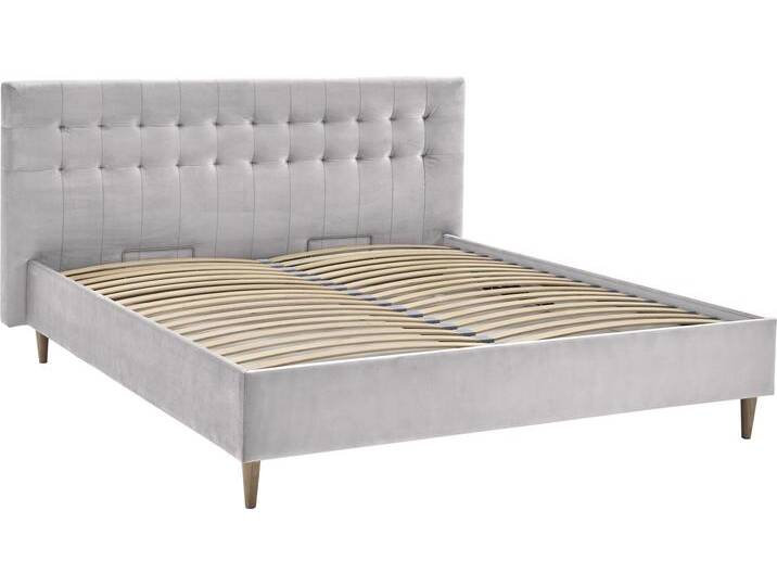 Polsterbett Veronika , grau (hellgrau), B:182cm H:107cm L:214cm, Bettgestell und seitliche Einfassung der Matratzen: Strukturstoff, 100% Polyester, Spiegelfläche der Matratze: 100% Polyester, ATLANTIC HOME COLLECTION, Betten, mit Bettkasten und Lattenrost von ATLANTIC-home-collection