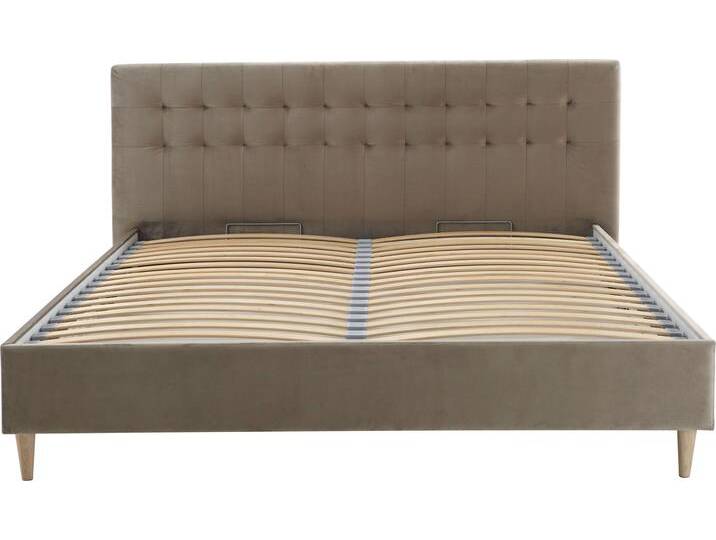 Polsterbett Veronika , grau (taupe), B:202cm H:107cm L:214cm, Bettgestell und seitliche Einfassung der Matratzen: Strukturstoff, 100% Polyester, ATLANTIC HOME COLLECTION, Betten, mit Bettkasten und Lattenrost von ATLANTIC-home-collection