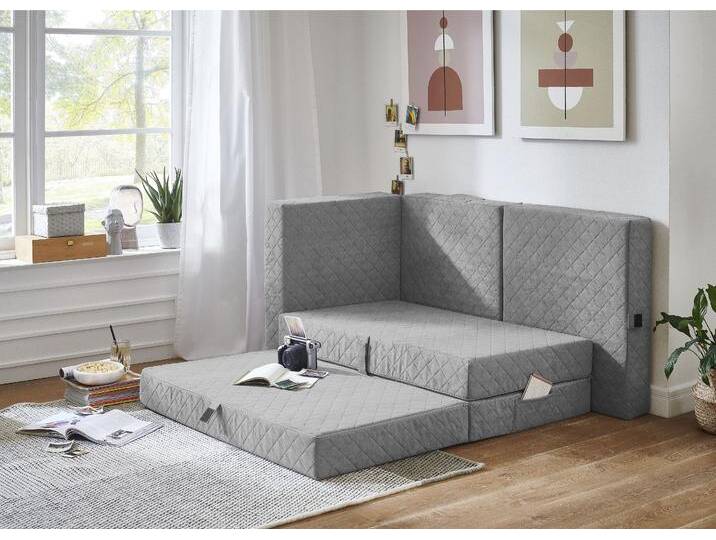 Sessel Lenny , grau, B:75cm H:44cm T:65cm, ATLANTIC HOME COLLECTION, Sessel, Sessel als Faltmatratze mit Gästebettfunktion von ATLANTIC-home-collection