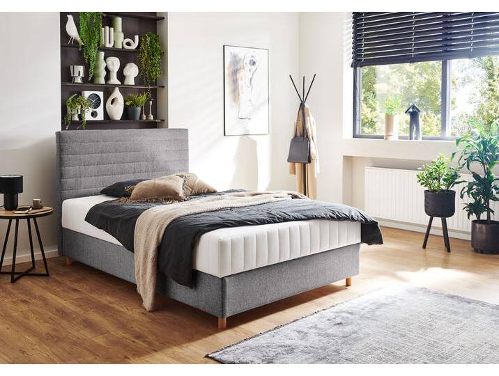 Stauraumbett Josie , grau, B:123cm H:107cm L:212cm, ATLANTIC HOME COLLECTION, Betten, mit Taschen-Federkernmatratze und Bettkasten von ATLANTIC-home-collection