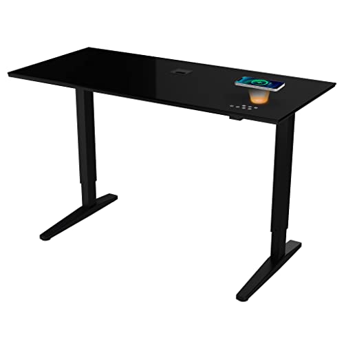 ATLASIO Höhenverstellbarer Schreibtisch 140x65 -Schreibtisch Höhenverstellbar Elektrisch mit Wireless Charger, Touch Pad, USB-A & USB-C - Stehschreibtisch mit Sitz-Steh Erinnerung & Speicherfunktion von ATLASIO