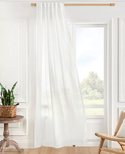 ATLINIA 100% Leinen Transparent Vorhang Weiß - 2er Set Fenster Leinen Gardinen ösen Deko Schlaufenschal for Wohnzimmer Bedroom Modern Wetterfest Outdoor Farmhouse Curtasin 160 cm von ATLINIA