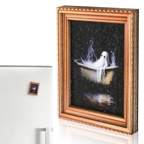 Kühlschrankmagnet mit Halloween-Bilderrahmen, aus Holz, dekorativer Ölgemälde-Stil, Kühlschrankmagnet, Geist in Badewanne, Muster, Kühlschrank-Dekorationen für Zuhause, Esszimmer, lustige Dekoration Kühlschrankmagnet mit Halloween-Bilderrahmen, aus Holz, dekorativer Ölgemälde-Stil, Kühlschrankmagnet, Geist in Badewanne, Muster, Kühlschrank-Dekorationen für Zuhause, Esszimmer, lustige Dekoration von ATLKDLK