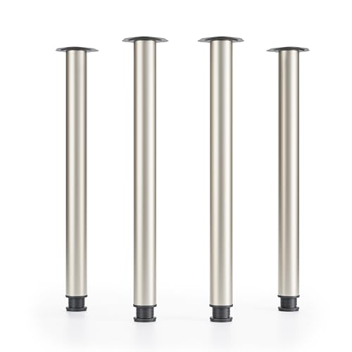 ATM® 4X verstellbare tischbeine | Höhe 710 mm | Höhenverstellbar | Ø 60 mm | Schreibtischbeine Möbelbeine Tischfüße | Tragkraft bis 75Kg je Fuß (Satin) von ATM
