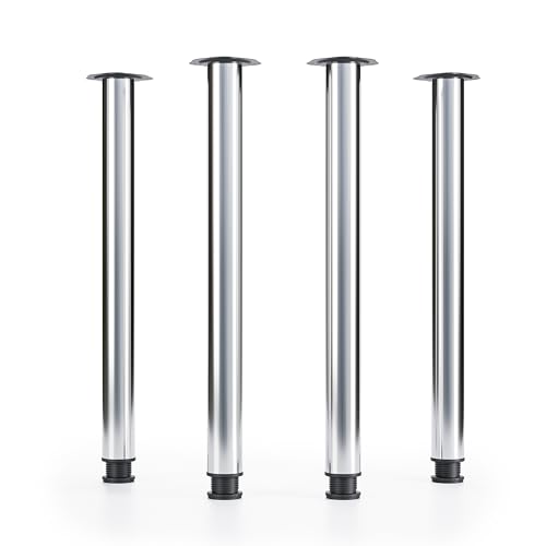ATM® 4er Set Tischbeine Metall Chrom | Ø 60 mm H-710 mm | Schreibtischbeine Möbelfüsse Metall Stahl | verstellbare Möbelfüße | Tischbein 74,5 cm hoch Möbelfüße | Schreibtischfüsse von ATM