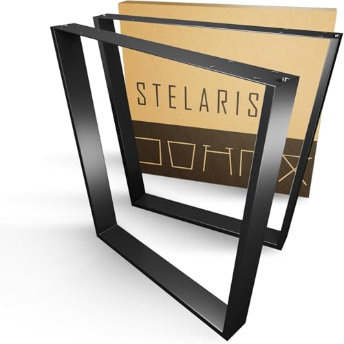 ATM® Metallische Tischbeine Trapez | 2 Möbelstützen | Metallprofil 80x20mm | Robuste Unterstützung für Tische | Industrieller Stil, ideal für Tische (B: 78 cm x H: 73 cm) | Matt Schwarz von ATM