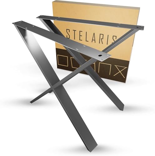 ATM® Tischbeine in X-Form | 2 Kufen für Möbel | Metallprofil 80x20mm | Stabile Basis für Tische, Schreibtische und Arbeitsplatten | Modernes Design, Stahlkonstruktion (Höhe 73 cm) | Schwarz Matt von ATM
