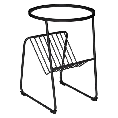 ATMOSPHERA CREATEUR D'INTERIEUR ATM-185699 Atmosphera Kaffeetisch und Zeitschriftenständer aus Metall, Schwarz und Glasoberfläche, Durchmesser 46 cm, cm von ATMOSPHERA CREATEUR D'INTERIEUR