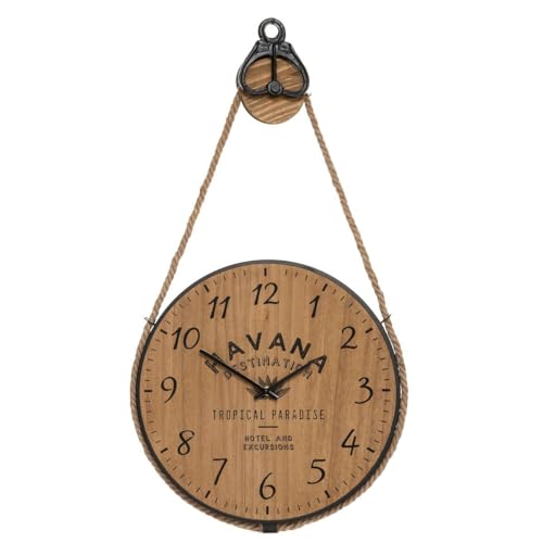 Atmosphera - Wanduhr in Form Einer Riemenscheibe aus Holz und Metall, Durchmesser 40 cm von Atmosphera