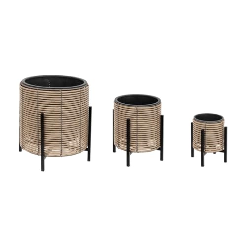Atmosphera - 3er-Set Töpfe MIT FUß CAM - Beige von ATMOSPHERA CREATEUR D'INTERIEUR