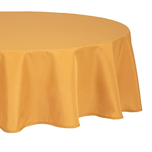 Atmosphera - Anti-Flecken Tischdecke - ockergelb - D180 cm - Senfgelb von ATMOSPHERA CREATEUR D'INTERIEUR