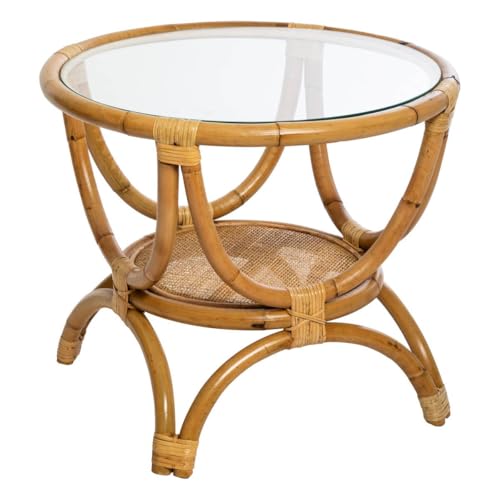 Atmosphera - Beistelltisch Farah aus Rattan - Beige von ATMOSPHERA CREATEUR D'INTERIEUR