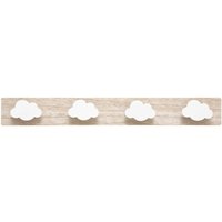 Kindergarderobe, 4 Haken, weiße Sterne oder Wolken von ATMOSPHERA