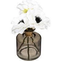 Atmosphera - Komposition künstliche Anemone Vase Glas H20cm - Grau von ATMOSPHERA