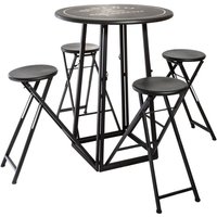 Tisch mit 4 Outdoor-Stühlen - Metall - schwarz-weiß - D77 -5 cm Atmosphera créateur d'intérieur von ATMOSPHERA