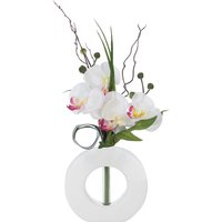 Atmosphera - Vase künstliche Orchideen weiß Keramikvase H44cm - Weiß rosa von ATMOSPHERA
