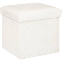Atmosphera - Zusammenklappbarer Pouf Ezzio Holz - weiß créateur d'intérieur von ATMOSPHERA