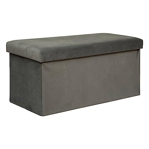 Atmosphera - Doppelter Truhenhocker Lilou Samt - 76x38 cm - Grau von ATMOSPHERA CREATEUR D'INTERIEUR