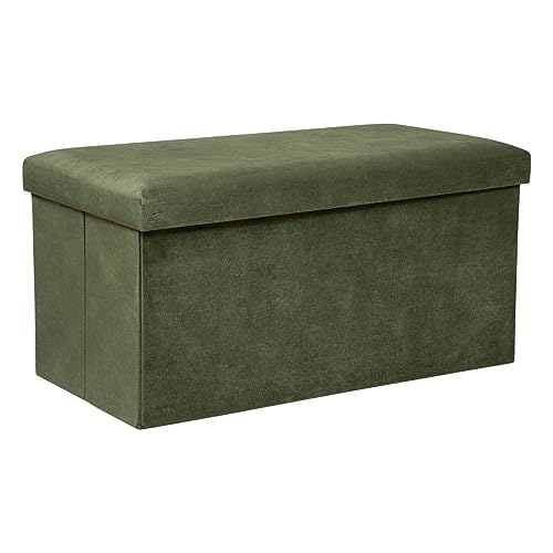 Atmosphera - Doppelter Truhenhocker Lilou Samt - 76x38 cm - Grüner Khaki von ATMOSPHERA CREATEUR D'INTERIEUR