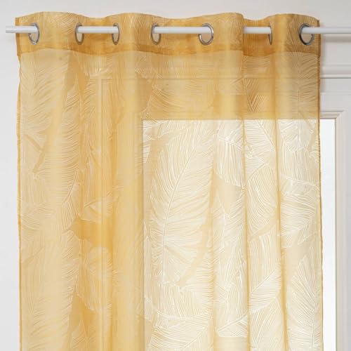 Atmosphera - Gardine Devo - ockergelb - 140x240 cm - Ocker von ATMOSPHERA CREATEUR D'INTERIEUR