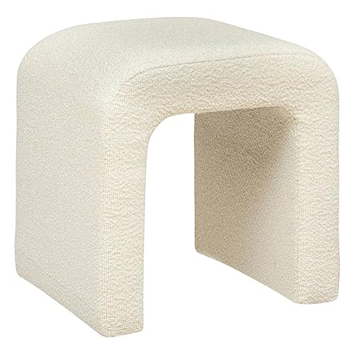 Atmosphera - Hocker Sevi Bouclé - 41x35 cm - Weiß von ATMOSPHERA CREATEUR D'INTERIEUR