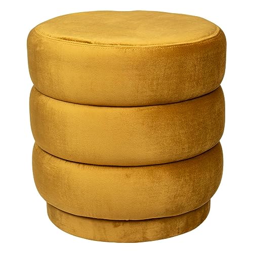 Atmosphera - Hocker Sinan Samt - D.40 cm - Senfgelb von ATMOSPHERA CREATEUR D'INTERIEUR