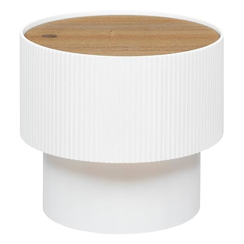 Atmosphera - Kaffeetisch Enola Eschenfurnier - weiß - D.38-5 cm - Weiß von ATMOSPHERA CREATEUR D'INTERIEUR